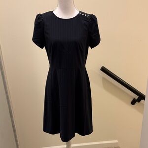 Elegant Navy Dress with Button Detail